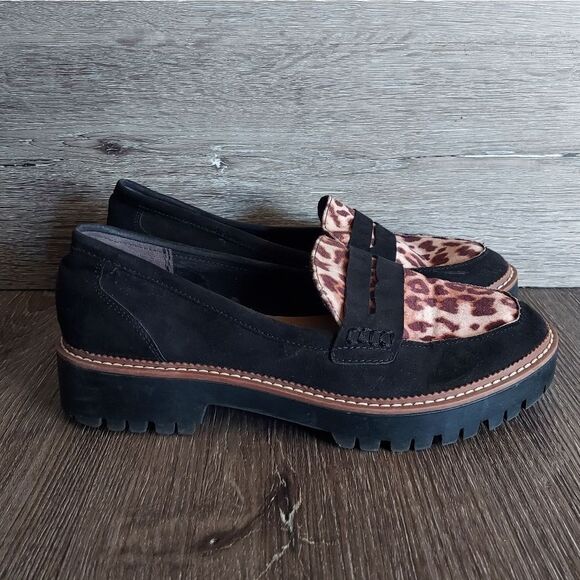 Jellypop Paris Chunky Lug Sole Leopard Print Loafers Size 9 - Picture 1 of 9